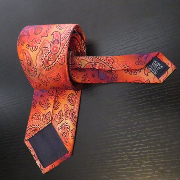 🎄New Mario Ferrari 60" Paisley Necktie - Orange & Purple - Picture 1 of 6